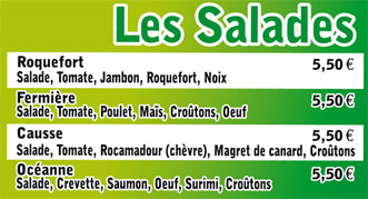 Visualisez la carte des salades pizza Saint Cyrice - Livraison gratuite à Rodez
